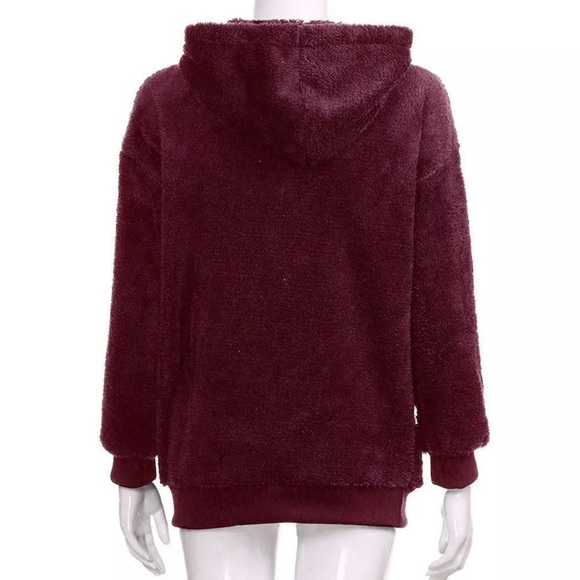 Winter Women Warm Fleece Hooded Fluffy Sweatshirt - Picture 5 of 5